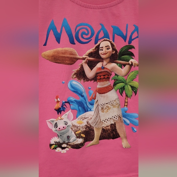 GIRLS SIZE 4 Pink Moana T-shirt - Picture 2 of 5